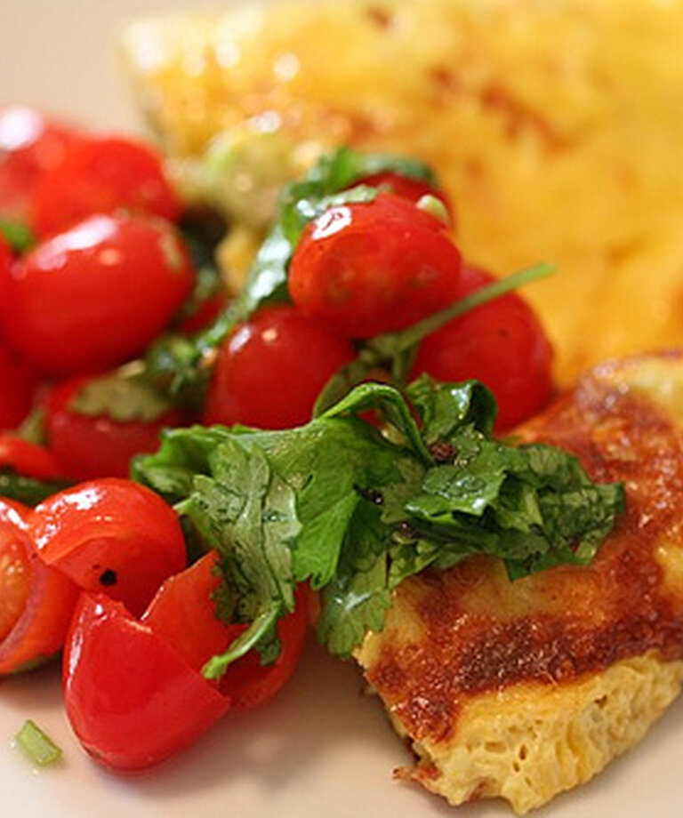 Omeleta s dušenými rajčaty a proteinem - zdravá výživa